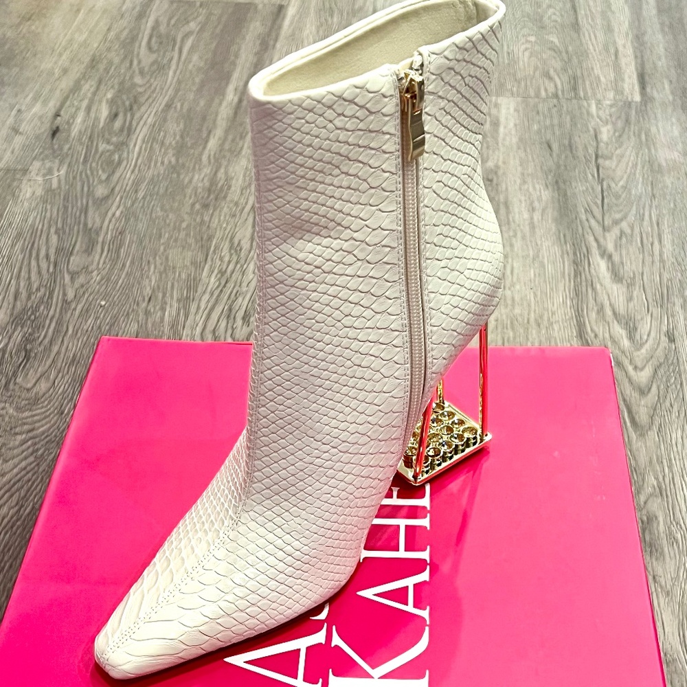 Ashley Kahen Glam Heeled Booties Ivory
